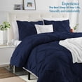 thumbnail image 2 of 600 Thread Count Egyptian Cotton 3-Piece Pinch Pleated Duvet Cover Set with Zipper Closure - Alaskan King Size ( 120" x 132" ) Inches, (Navy Blue), 2 of 5