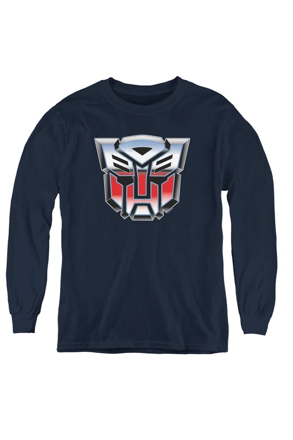 Transformers Autobot Airbrush Logo Youth Long Sleeve T-Shirt Navy