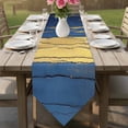 thumbnail image 6 of Abstract Blue Golden Table Runner Linen Burlap Table Runner 90 Inches Long Modernism Oil Painting Art Dresser Scarves for Kitchen Island Coffee Dining Room Party Wedding Banquet Holiday Decor 13"x90", 6 of 8
