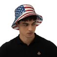 thumbnail image 4 of Kll Vintage American Flag Bucket Hat for Women Men Packable Travel Beach Sun Hat Outdoor Rave Accessories Reflective Fisherman Cap, 4 of 6
