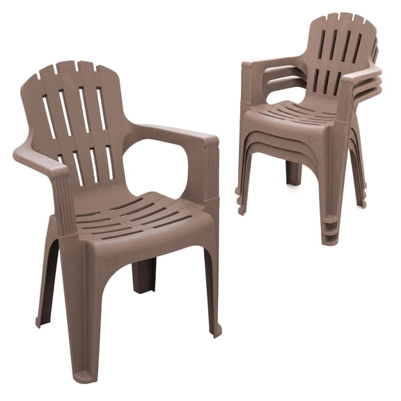 Bellin Heavy-Duty Adirondack Plastic Patio Chairs Set of 4 – Weather-Resistant Outdoor Armchair for Garden, Deck, and Fire Pit – Ergonomic Slotted Design, Mocha Brown