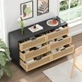 thumbnail image 2 of Tcbosik 6-Drawer Rattan Dresser for Bedroom, Chest of Drawers, Clothes Storage Organizer for Closet, Hallway, Living Room, Black, 2 of 7