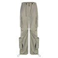 thumbnail image 2 of Gibobby Mujer Talla 14 Cintura elástica ajustable Nariz de cerdo Hebilla Botón de cremallera Estilo de novio Bolsillo Sueltos Hip Hop Tejido Monos casuales (Grey, M), 2 of 5