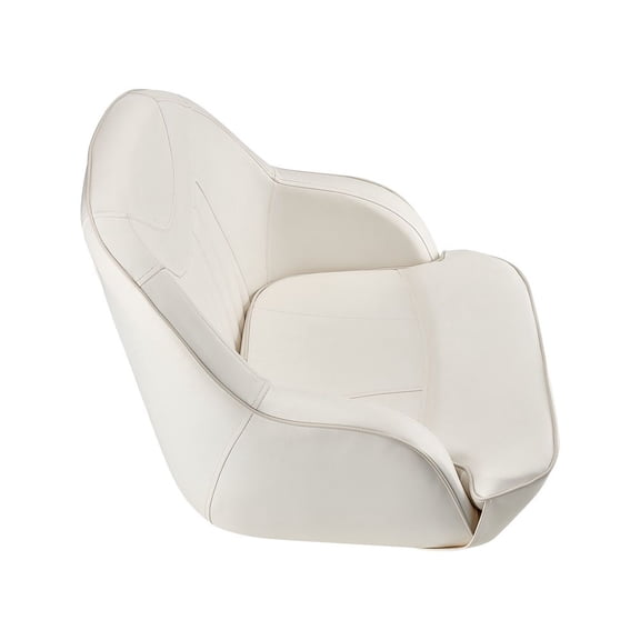 Boat Seat, Low Backrest, Boat Seat Captain Bucket Seat with Thickened Sponge Cushion & Waterproof PVC Leather, Ergonomic Design, Suitable for Fishing Boats, Yachts, Ships, White