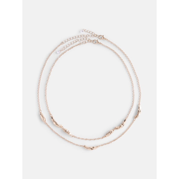 Scenario Women's Gold Tone Chain Necklaces, 2-Piece Set