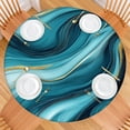 thumbnail image 2 of Blue and Gold Marble Shimmer Waves Pattern Round Fitted Tablecloth with Elastic Edge,Dining Table Cover Waterproof,Outdoor Round Tablecloth for Camping,Dining,Indoor and Outdoor, 2 of 7
