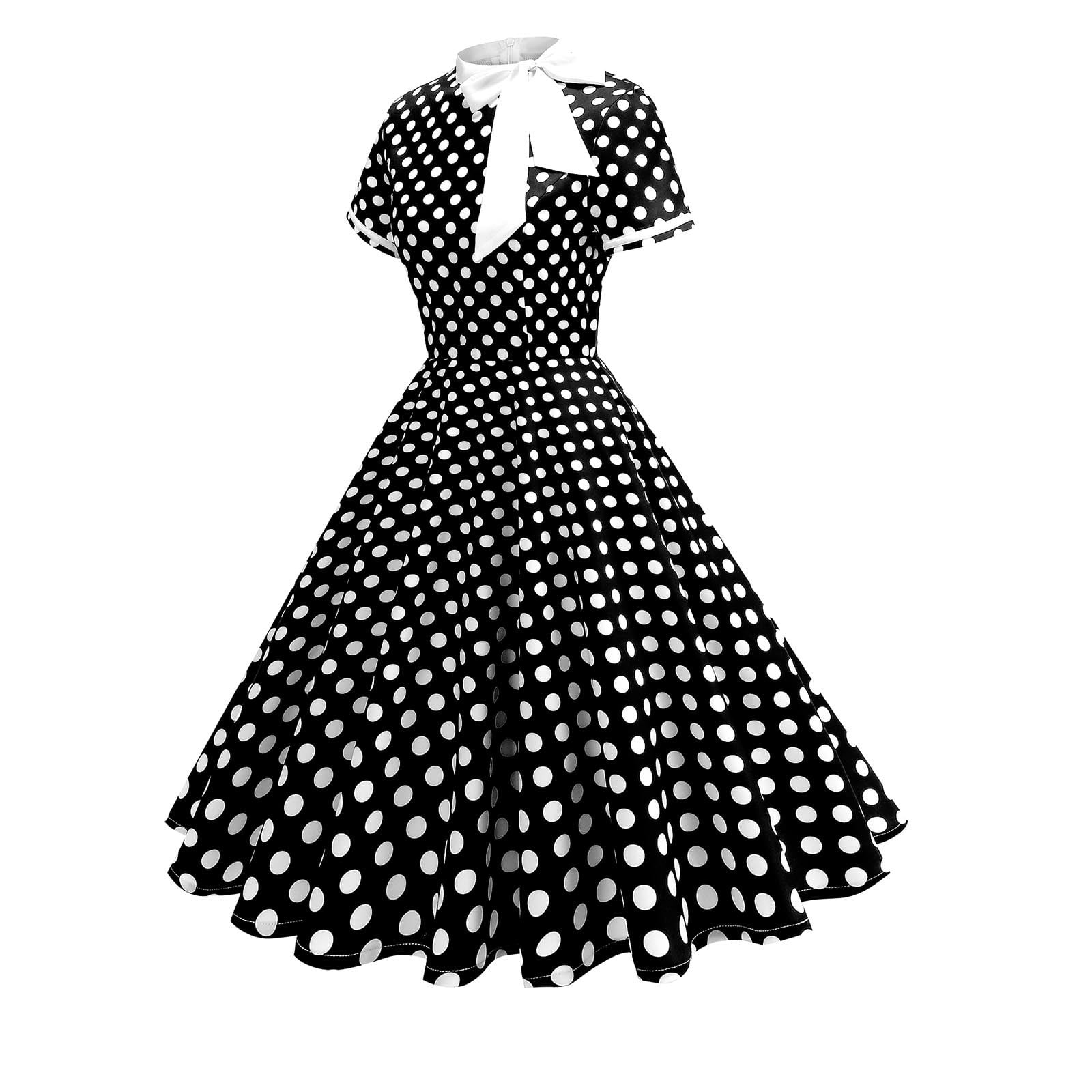 Sentmoon Dinner Dress Summer Polka Dots Print Spring Dresses for Women 2026 Short Sleeve Cocktail Plus Size Elegant Dresses for Women Beach Day Essentials for Festival and Music Event XL