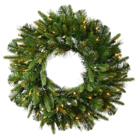 Pemberly Row 30" Cashmere Artificial Christmas Wreath with White Lights in Green