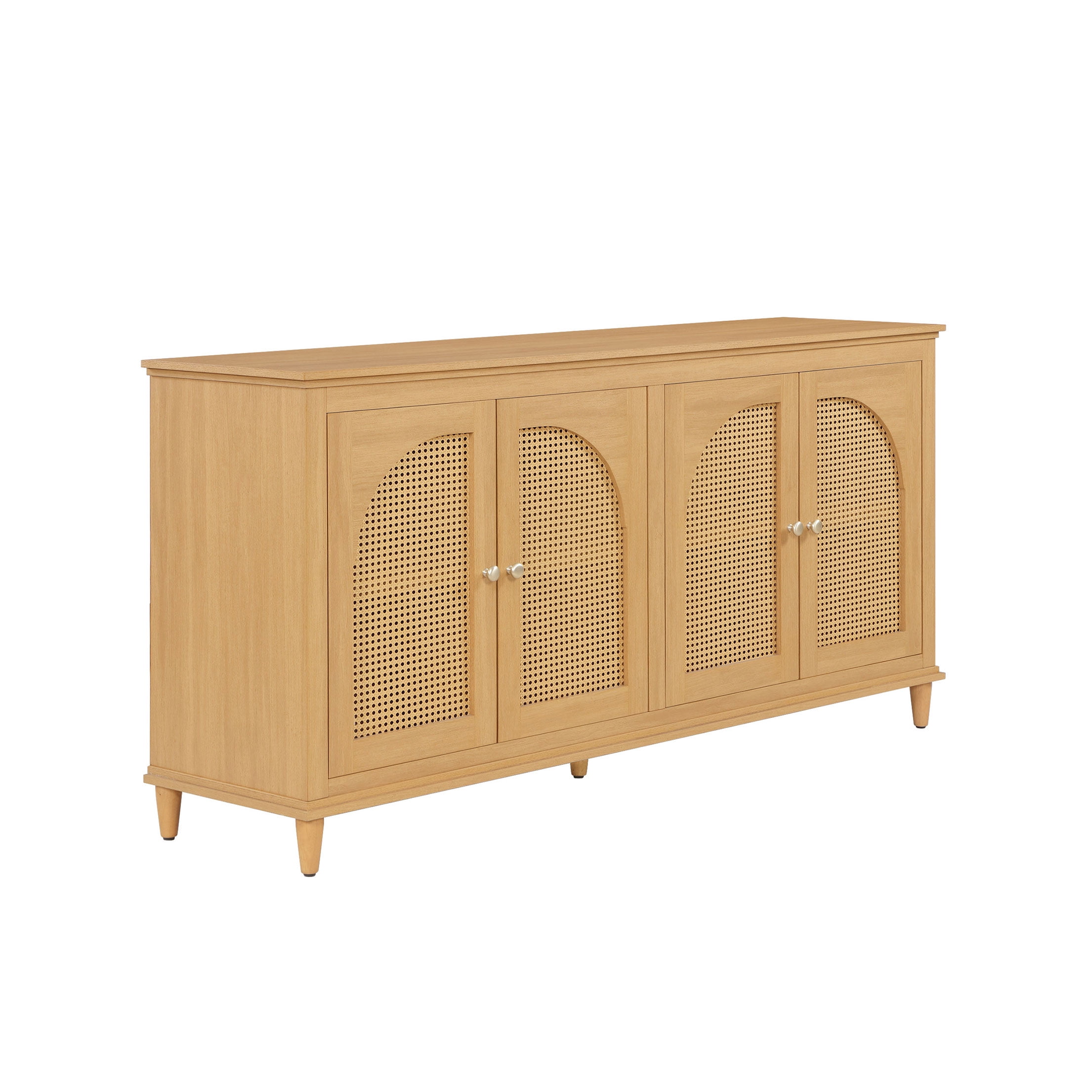 Drew Barrymore Rattan 4-Door Buffet Sideboard, Warm Honey