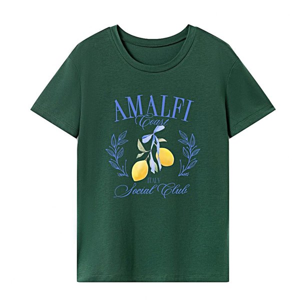 Camiseta de mujer con cuello redondo y disfraz de verano para desplazamientos, trabajo, compras, viajes Verde
