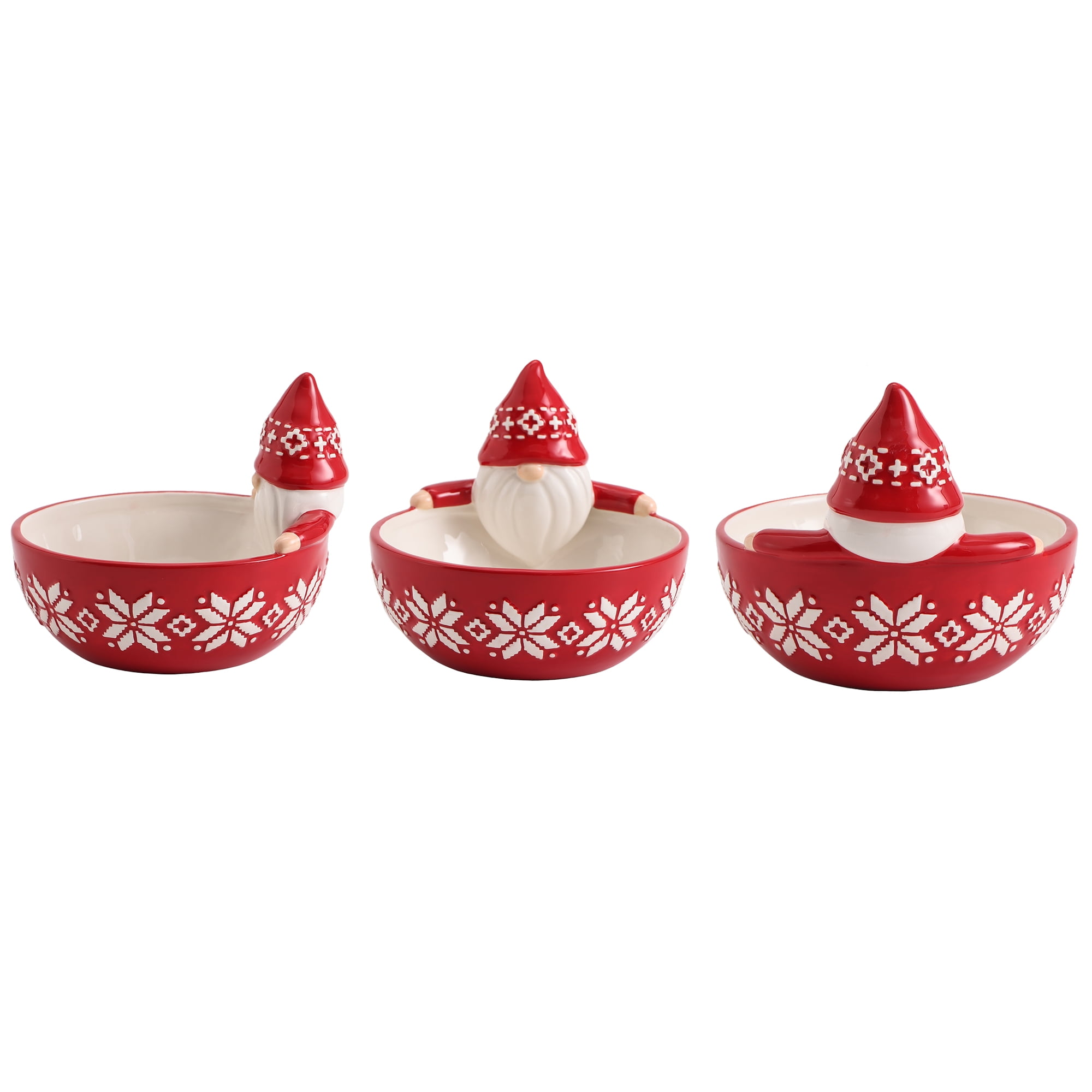 Bico Ceramic Red & Blue Christmas Gnome 15oz Mugs Set, Handpainted, Microwave & Dishwasher Safe, Size: 2 Unit 5.5*3.7 inch (15 oz), Multicolor