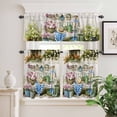 thumbnail image 2 of 3 Piece Kitchen Curtains and Valances Set Spring Daisy Cafe Curtains 24 Inch Length Flowers Farmhouse Leaves Floral Pots Countryside Valance & Tier Curtain for Living Room Bedroom 54"x18"+27"x24"*2, 2 of 6