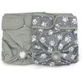 thumbnail image 1 of ZECATL Female Dog Diaper Reusable Washable Durable Absorbent Cloth Doggie Diapers Pants (L, Grey Footprint), 1 of 6