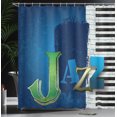 thumbnail image 4 of Ambesonne Abstract Shower Curtain, Jazz Music Keys Guitar, 69"Wx70"L, Navy Green White, 4 of 5