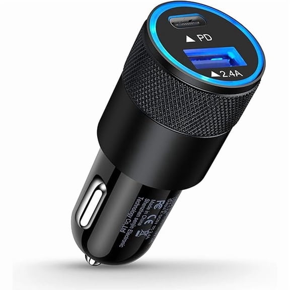 can 30W PD USB C Car Charger, USB Type C Fast Power Charging Block Dual Port USB A & USBC Plug Cargador Carro Lighter Adapter for iPhone, iPad, Samsung Galaxy, LG, Google Pixel, Moto, USB-C Port