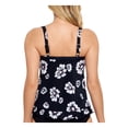 thumbnail image 2 of SWIM SOLUTIONS Women's Black Floral Ruffled Hem Non- Removable Cups Bra Tankini Swimsuit Top 8, 2 of 2