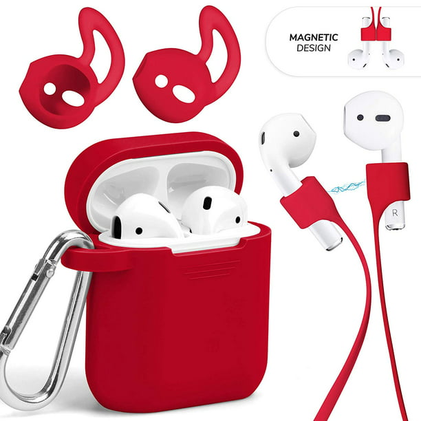 zeewier Scheiden Overstijgen Airpods Case with Anti-Lost Accessories Kit Set, GMYLE Silicone Earbuds  Cover, Magnetic Strap Sport String Cable Connector and Ear Hook Tips  Compatible for Apple AirPods 1 and 2 (True Red) - Walmart.com