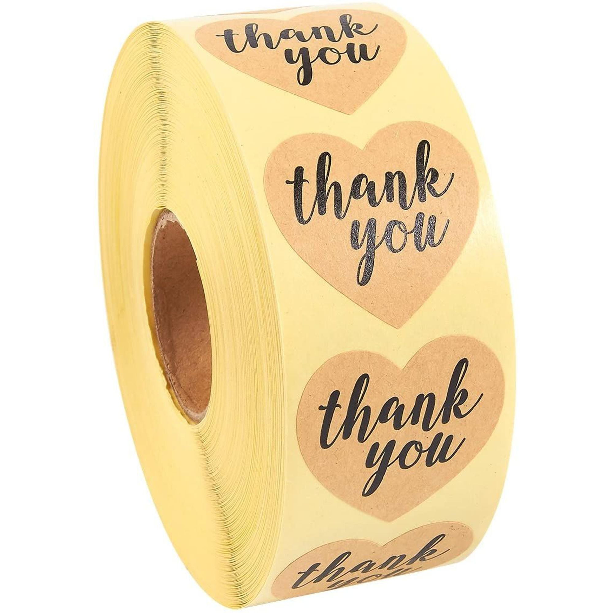 1Roll Heart Thank you Stickers 1000 Kraft Paper DIY Gift Cake Envelope Sealing 