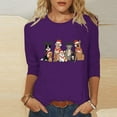 thumbnail image 2 of Christmas Shirts for Women 3/4 Sleeve Blouses Christmas Animals Printed Crew Neck Tops Funny Xmas Graphic Tunic Tops Holiday Family Party Matching Pullover, 2 of 5