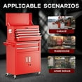 thumbnail image 5 of Bonusall 8 Drawer Rolling Tool Chest and Cabinet Combo,Heavy-Duty Metal Garage Tool Chest with Wheels and 2 Doors,2-in-1 Top Box and Roller Cabinet Combo for Garage, Workshop, Warehouse-Red, 5 of 14