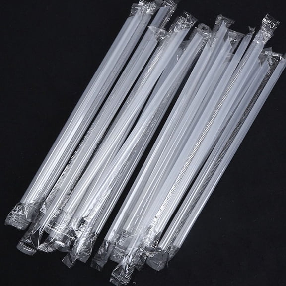 Disposable Multicolor Plastic Drinking Straws, Colorful Straws for Bubble Milk Tea, 23cm, 100 Pieces per Set transparent