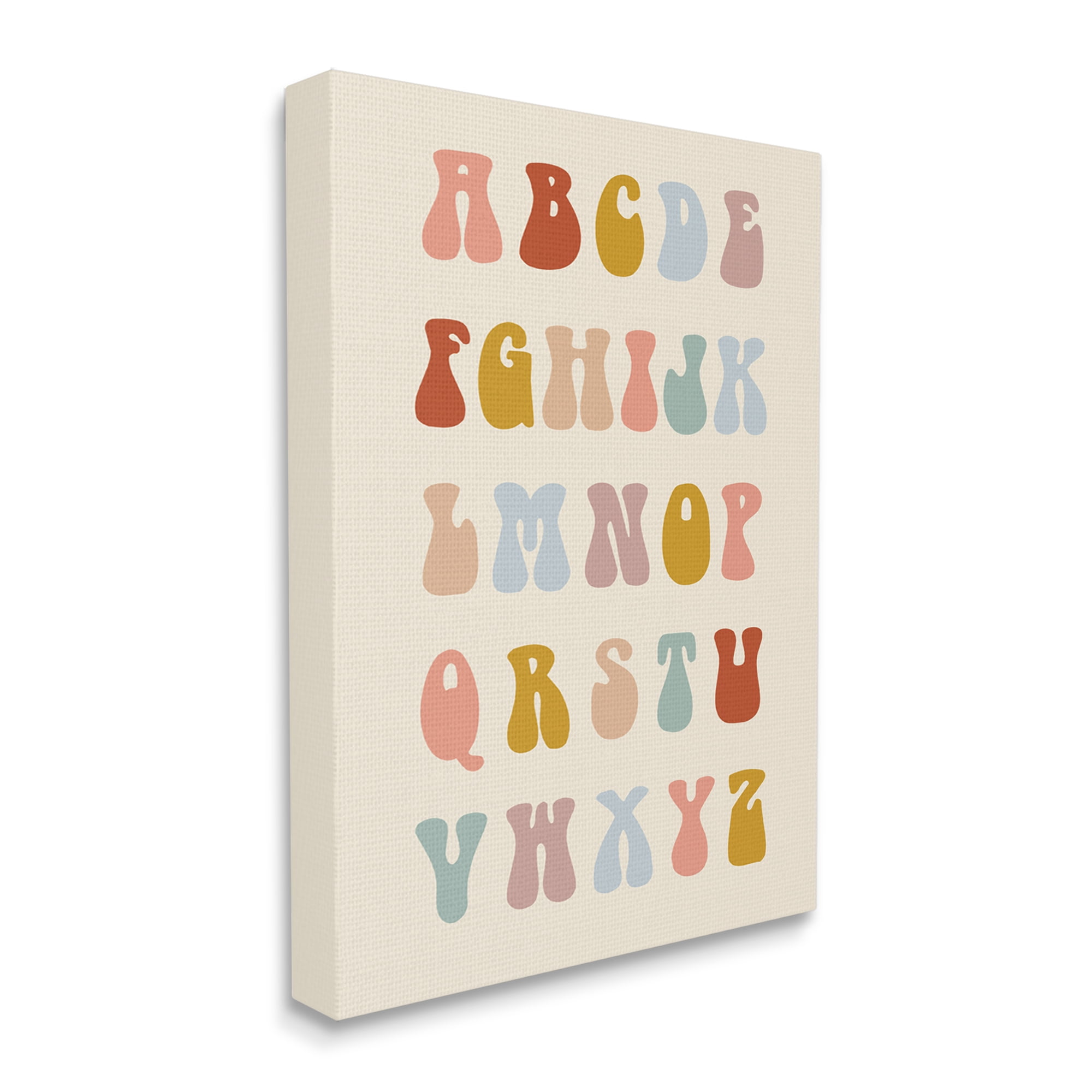 Stupell Industries Vintage Alphabet Letters Typography Painting Gallery Wrapped Canvas Art Print Wall Art, 16 x 20