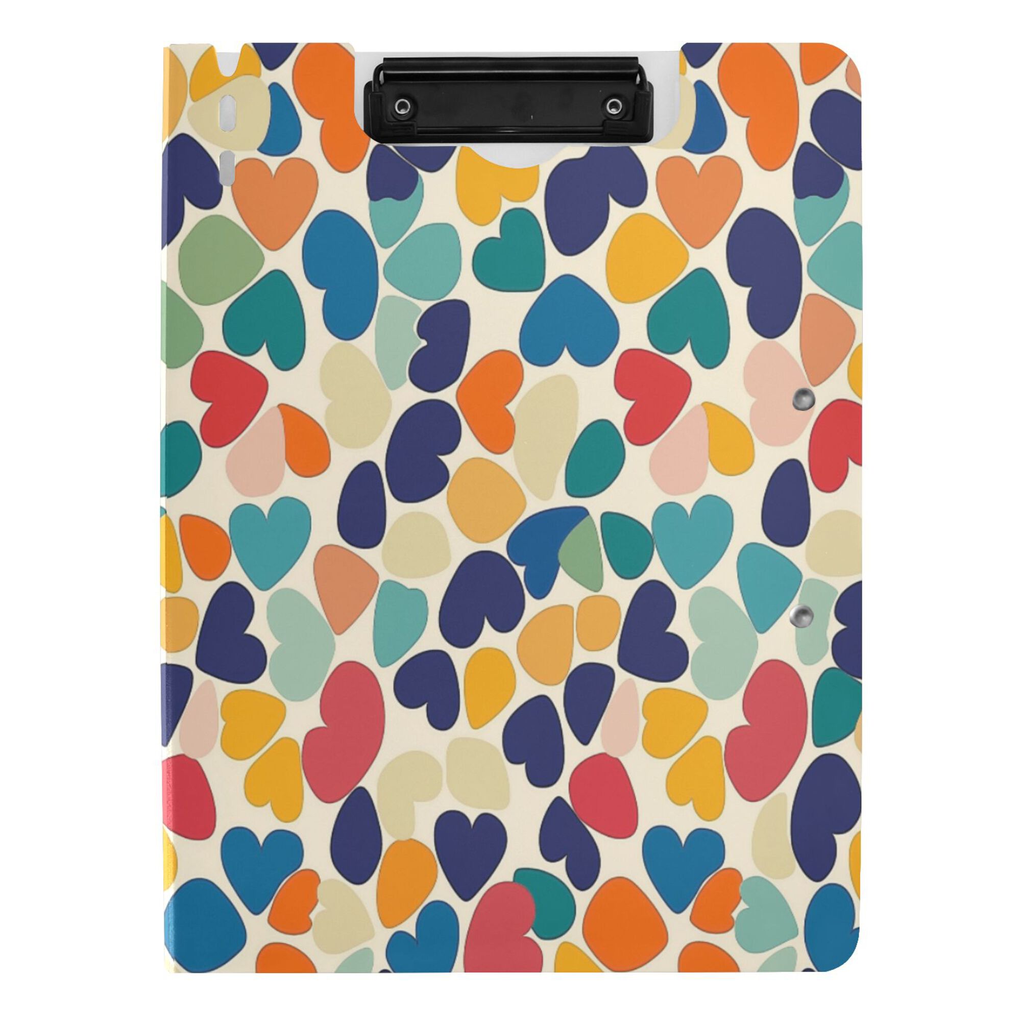 FORMRS A4 Clipboard Folder with Pen Holder Horizontal Foldable School Office Binder, Colorful Clover Pattern