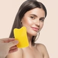 thumbnail image 2 of Unique Bargains 1 Set Gua Sha Facial Massage Beauty Tool Durable Skincare and Massaging Tool Yellow, 2 of 5