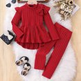thumbnail image 2 of NOLDARES Baby Girl Fall Winter Outfits Set Toddler Clothes Long Sleeve Soft Sweatshirt + Joggers Pants 2 Piece(Red,5-6 Y), 2 of 9