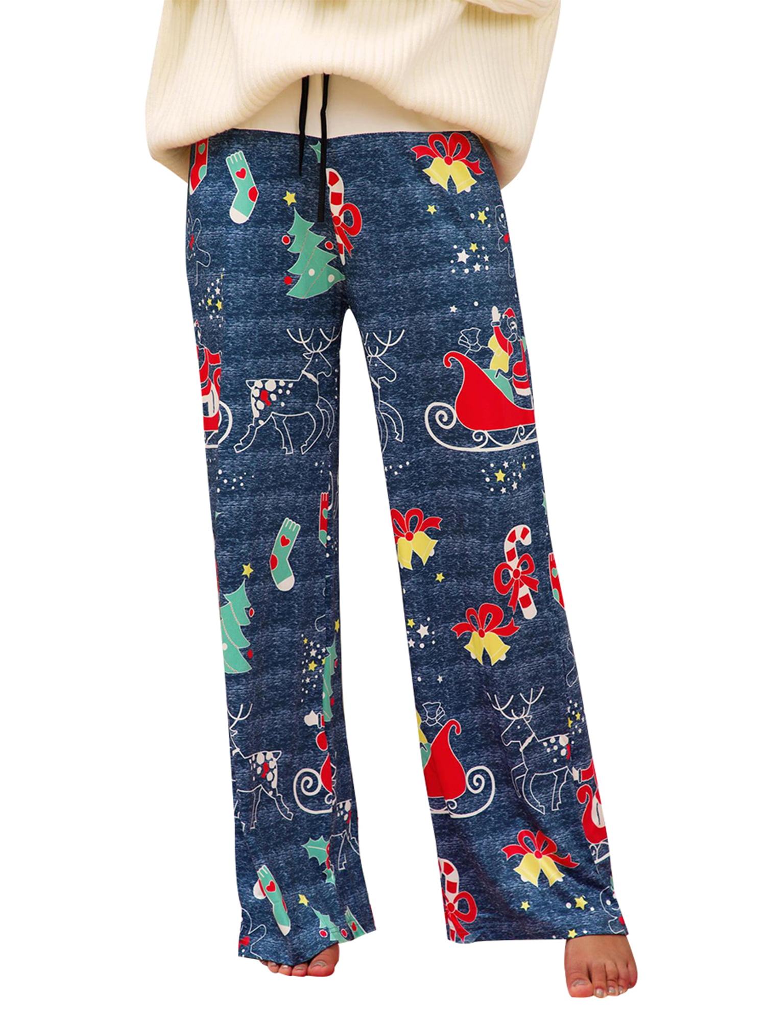 Mlpeerw Women's Comfy Pajama Pants Christmas Printed Drawstring Lounge