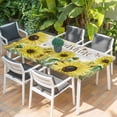 thumbnail image 2 of Sunflowers Table Cloths for 3 Foot Rectangle Tables, Country Spring Botanical Flowers Bee Wooden Patio Waterproof Elastic Fitted Tablecloths, Washable Rectangular Table Cover for Camping, 2 of 8