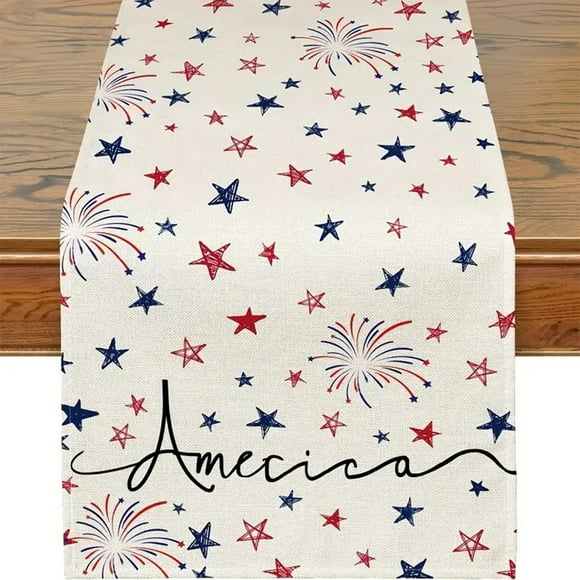 Birdeem 4Th of July Decorations, America Independence Day Patriotism Table Runners 4Th of July Party Holiday Tablecloths Decorations for Kitchen Home Dining 13X72 Inches Red White and Blue Star