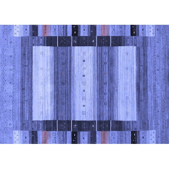 Ahgly Company Machine Washable Indoor Rectangle Abstract Blue Contemporary Area Rugs, 5' x 8'