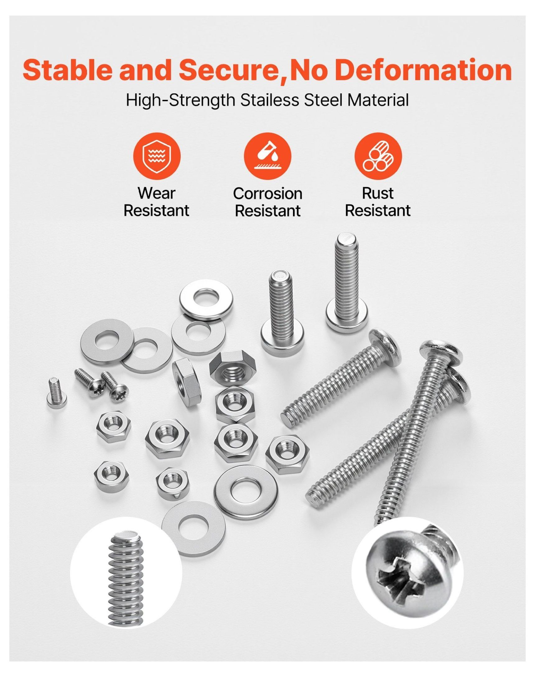 Stainless Steel Bolt Nut Assortment Kit - 1110 Pcs Imperial Fasteners for Furniture, DIY, & Repairs