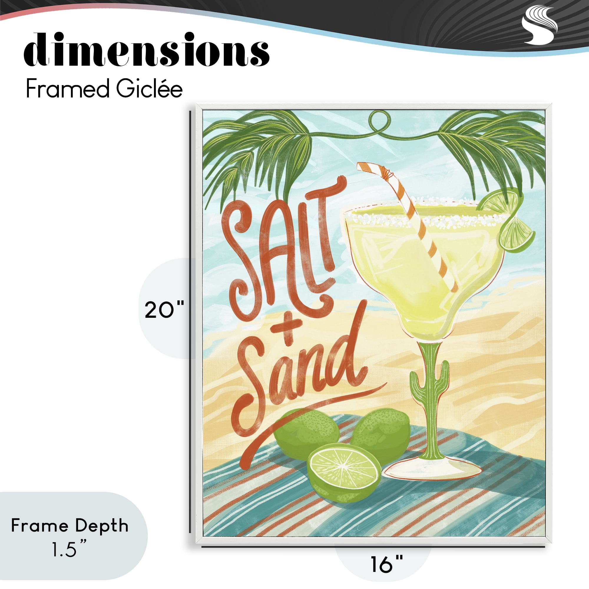 Stupell Industries Salt & Sand Margarita White Framed Giclee Art, design by Connie Summers