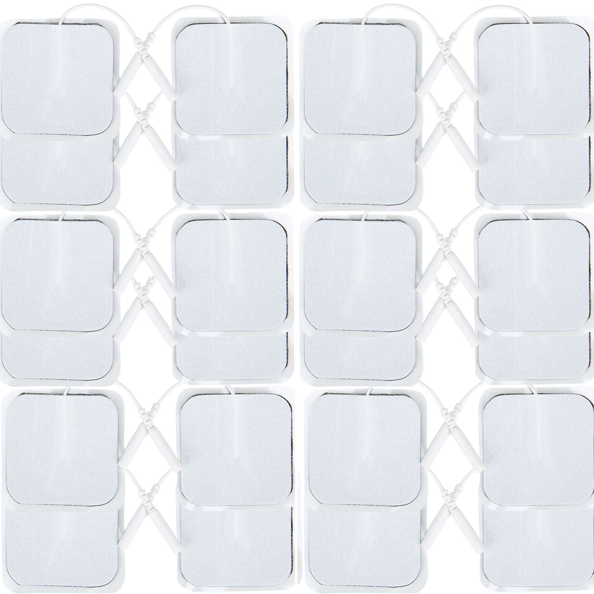 24 Pieces TENS Unit Electrodes Pad for EMS Massage Reusable Self Adhesive Replacement Electrode Pads Patches, 2 inch Square White Cloth Backing Electrotherapy Massage Pads (12 Pair)
