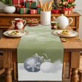 thumbnail image 4 of Sage Green Christmas Cotton Linen Table Runner for Dining Kitchen, Xmas Balls Pine Needles Snowflakes Wedding Outdoor Party Tablerunners Decoration, Dresser Scarf Coffee Tablecloth Runners 13"x120", 4 of 9