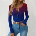 thumbnail image 5 of Womens Ribbed Knit Long Sleeve Shirts Trendy Casual Henley Tops Slim Fitted Basic T-Shirts, 5 of 5