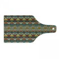 thumbnail image 1 of African Cutting Board, Chevron Zigzags and Half Circles Folkloric Elements Sharp Canonical Motifs, Decorative Tempered Glass Cutting and Serving Board, Wine Bottle Shape, Multicolor, by Ambesonne, 1 of 1