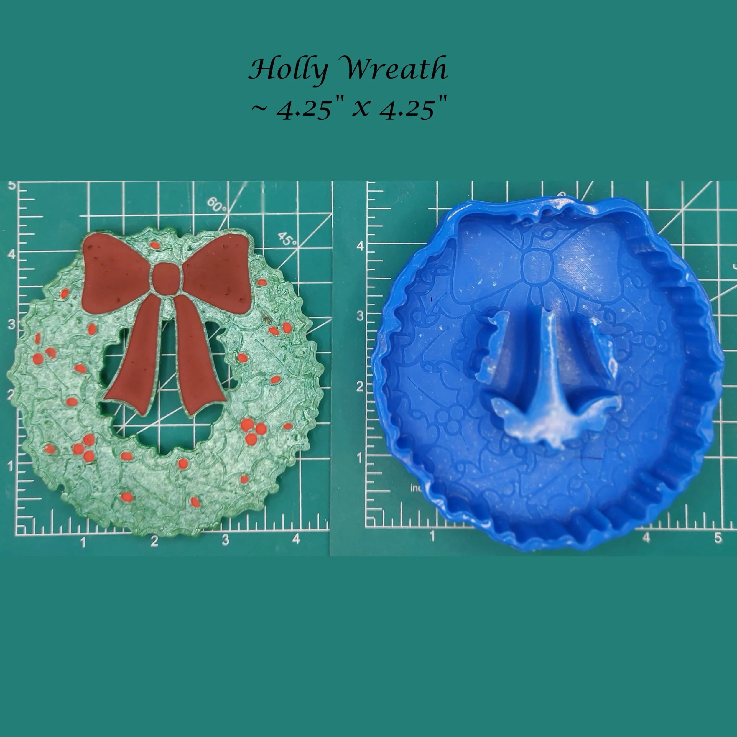 Holly Christmas Wreath Silicone Freshie Mold