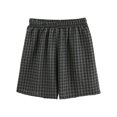 thumbnail image 2 of Bbyeadc Linen Shorts Women Straight Leg Bottoms Elastic Waist Plaid Comfort Shorts Cute Walking Mid Waist Shorts,Black(L), 2 of 3