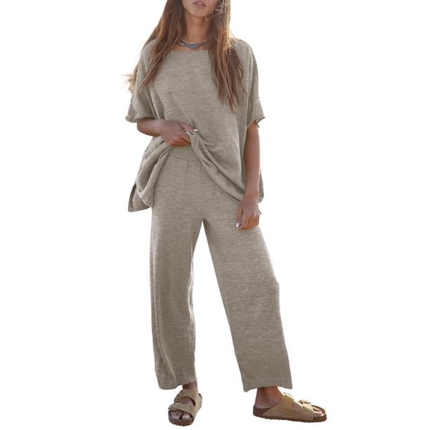 Conjunto de suéter de punto de 2 piezas Outfit Tankaneo para mujer con pantalones anchos