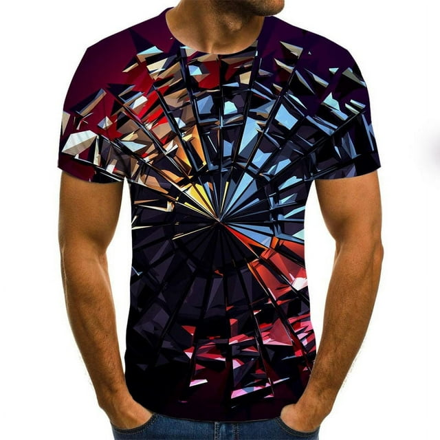 2024 Nouveau Motif T-shirt Homme 3T Mode Été Manches Courtes Col Rond Rétro Mode Urbaine T-shirt Homme Surdimensionné