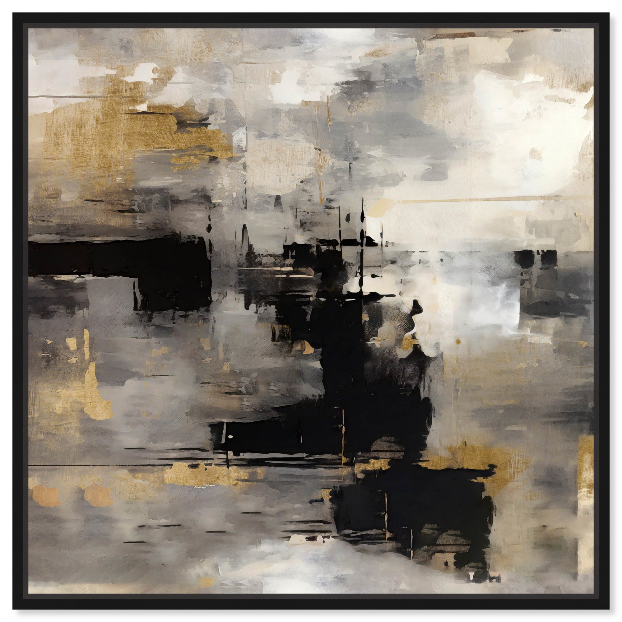 Industrial Showcase Canvas Colorful Abstract Wall Art by Art Remedy Black Frame 20 x 20