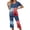 Royal Blue, variant on 4th of July Women's Pajama Set 2 Pieces Soft Comfy Pajamas Red Blue Flag and Star Print Short Sleeve Capri Pants Pjs Set with Pockets