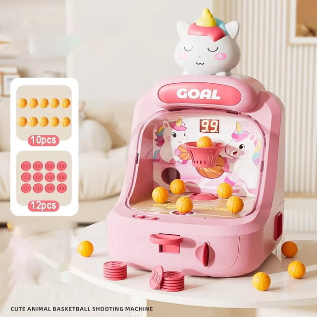 Pinball de Baloncesto Rosa para Niñas, Marcador Digital, Juego de Mesa Interactivo, Regalo 3+ Años