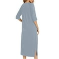 thumbnail image 4 of Diufon Women's Soft Nightdress Casual Loose Crew Neck Half Sleeve Pajamas Dress Solid Color Slit Nightgown with Pockets, 4 of 7