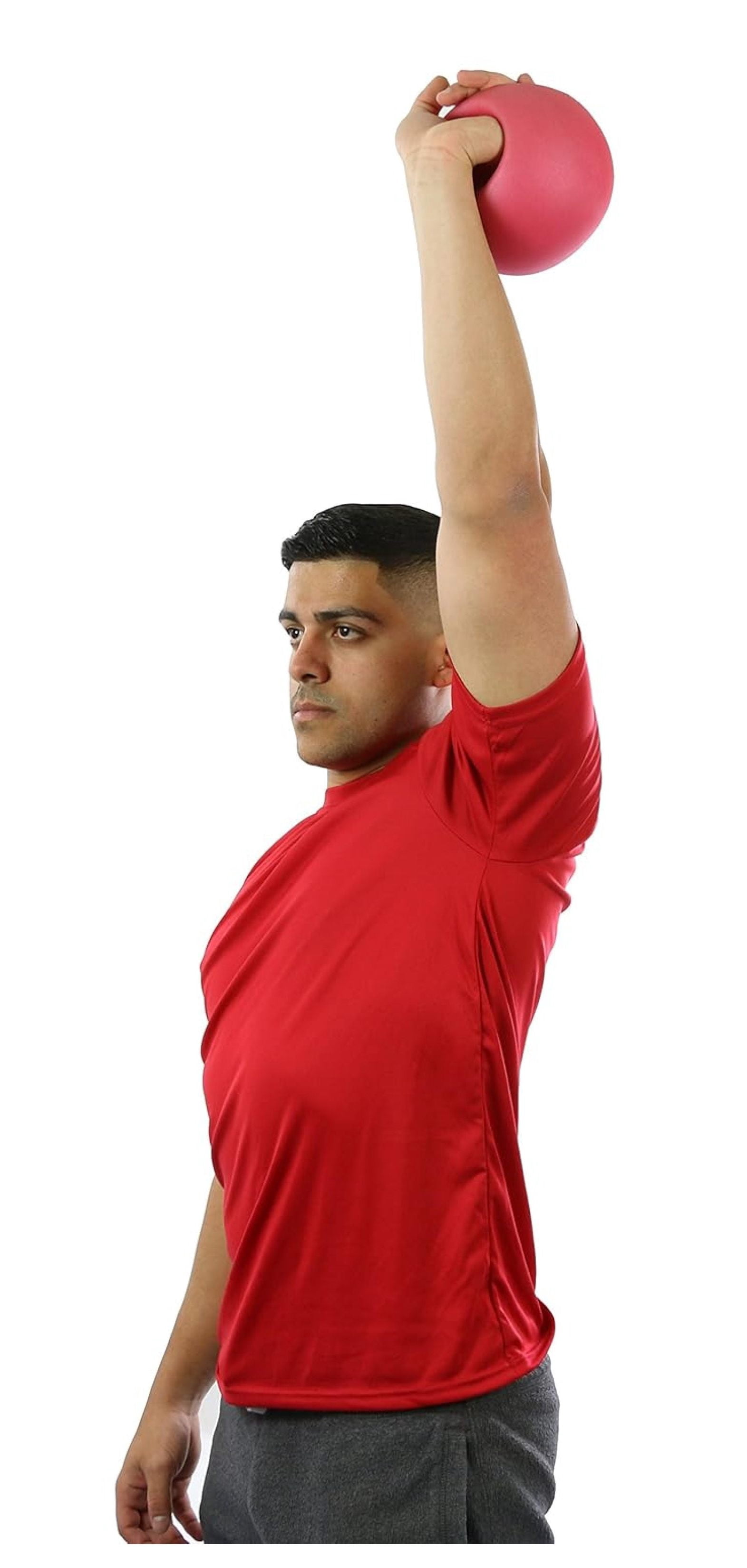 Medicine Ball with Handle 6lb - Red Exercise Ball for Core Strength, Rotational Training, & Total Body Workout - Fitness Ball for Men & Women