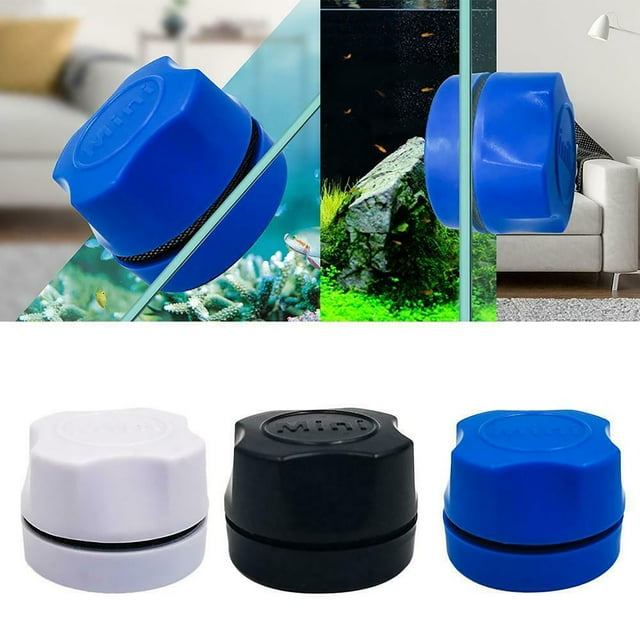 Flmtop Mini Fish Tank Magnetic Brush Glass Window Algae Cleaning Sponge Scrubber Tool Black