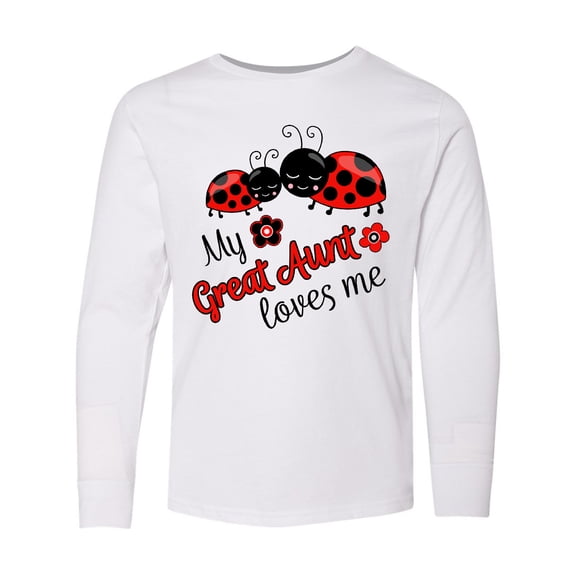 Inktastic My Great Aunt Loves Me with Cute Ladybugs Long Sleeve Youth T-Shirt